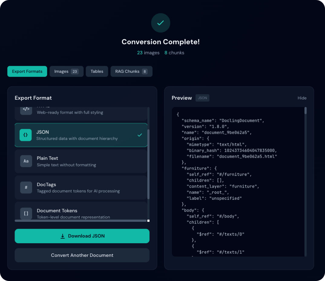 JSON Preview