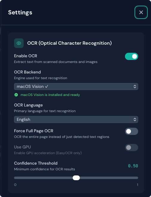 OCR Settings