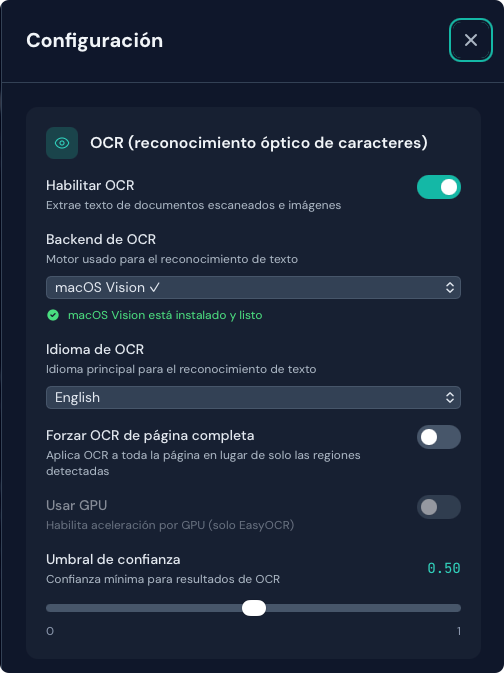 Configuración OCR