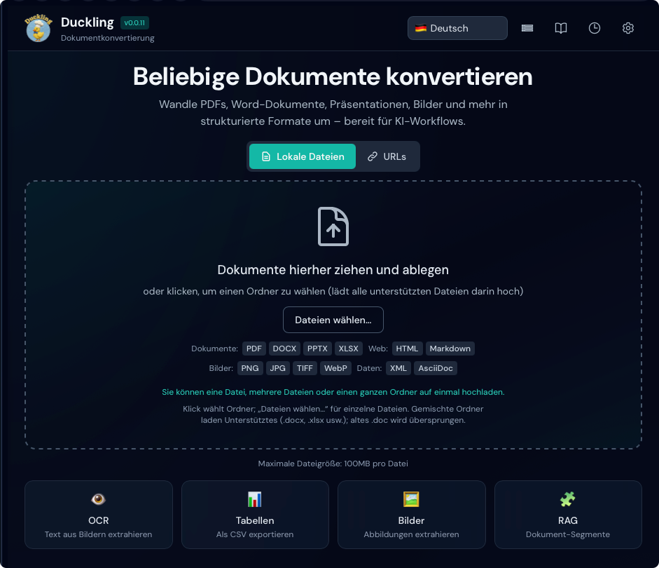 Duckling-Oberfläche